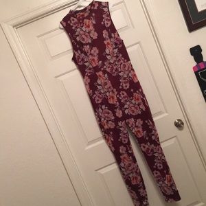 Burgundy Floral Jumpsuit